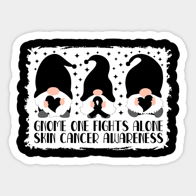 Gnome One Fights Alone Skin Cancer Awareness Sticker by Geek-Down-Apparel